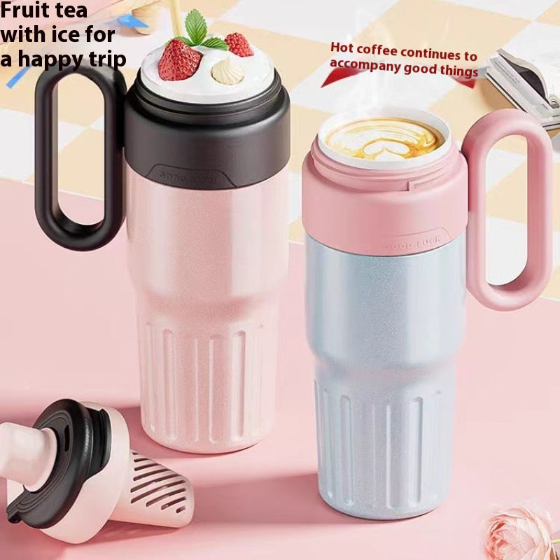 Large Capacity 780ml Gradient Stainless Steel Thermal Cup with Lid and Straw - Perfect for Coffee Lovers!