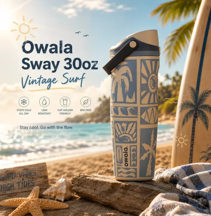 Owala Freesip Water Bottle Collection – Cowgirl Core, Weekender,Off the Hook, Wild at Heart, & Vintage Surf