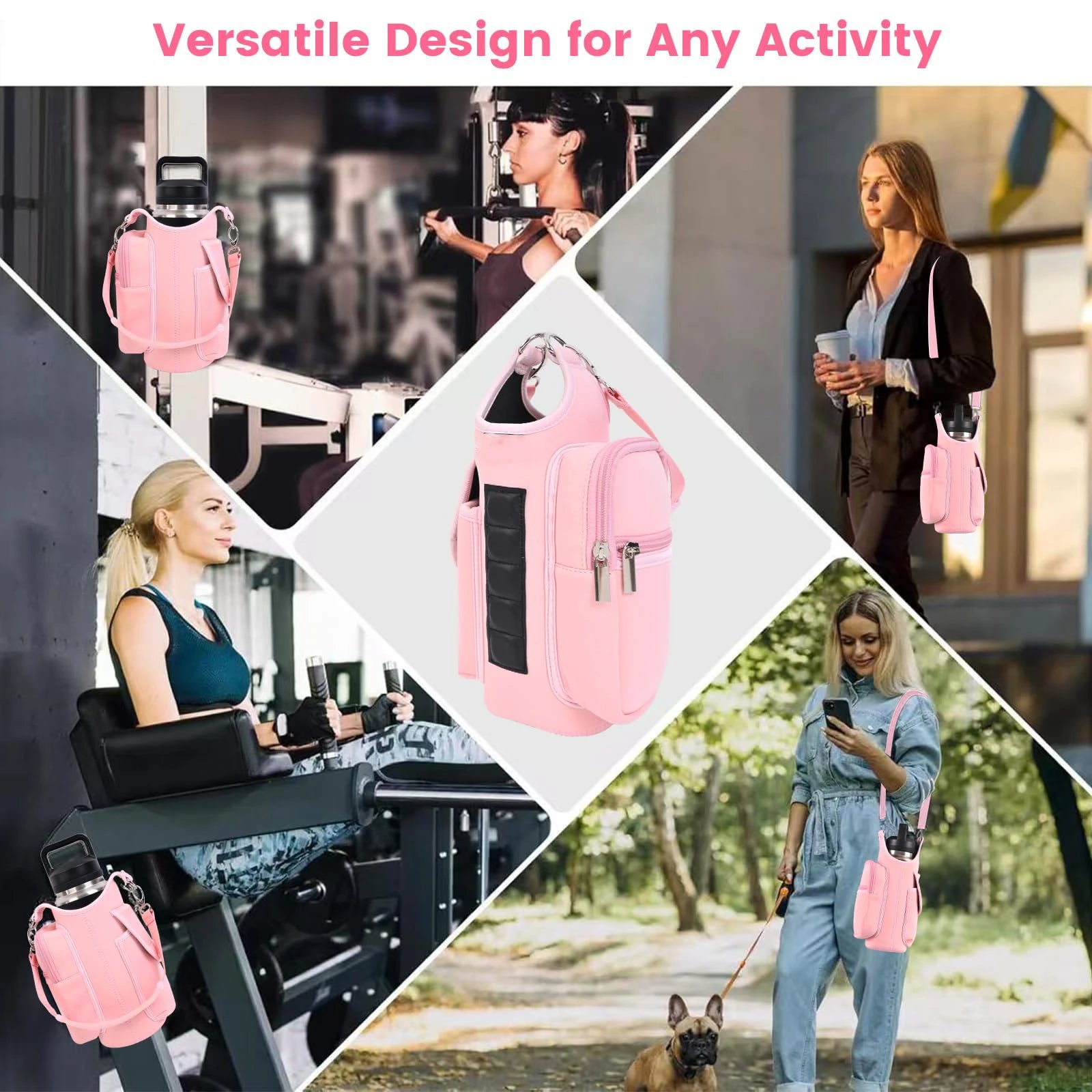 Magnetic Gym Bag Water Bottle Carrier Holder with Adjustable Shoulder Strap