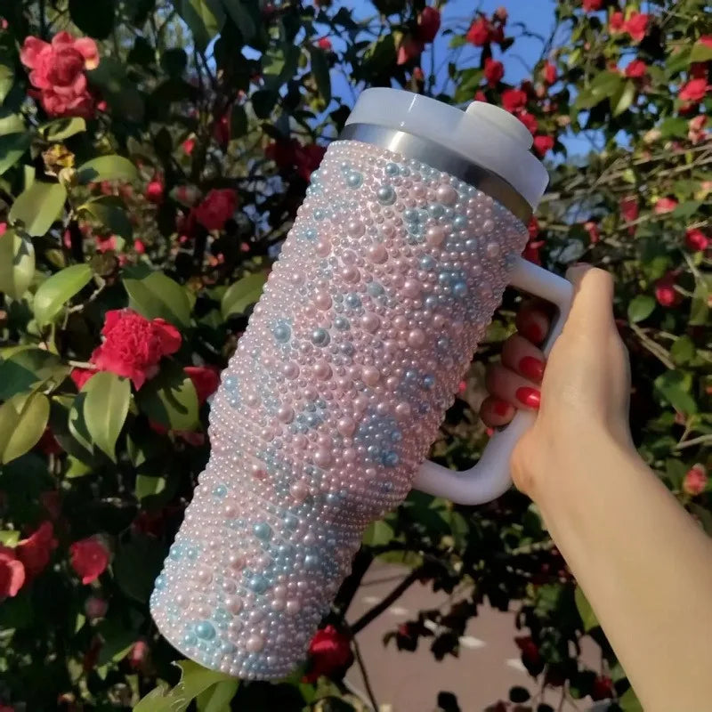 40Oz Diamond Thermos Cup with Handle 
