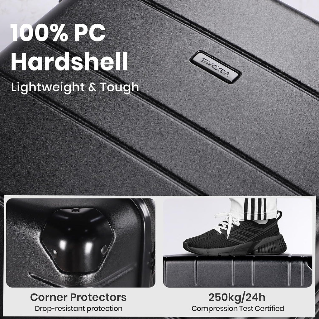 Carry on Luggage Suitcase with Vacuum Compression and Pump, 100% PC Hardshell Lightweight Travel Suitcase with TSA Lock & USB Charging Port 20Inch